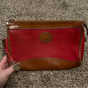 Dooney & Bourke Vintage Red Brown Bag Clutch